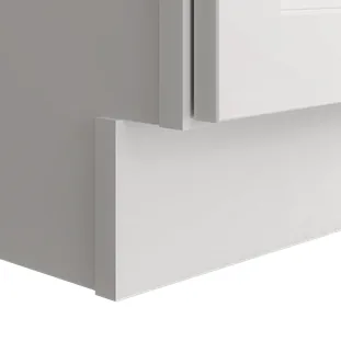 Solid hardwood face frame and full overlay Shaker door
