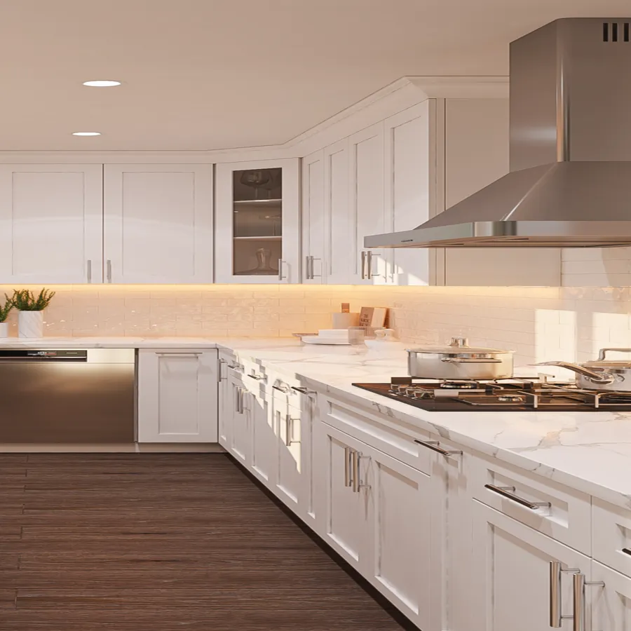 Kitchen with Shaker White cabinets