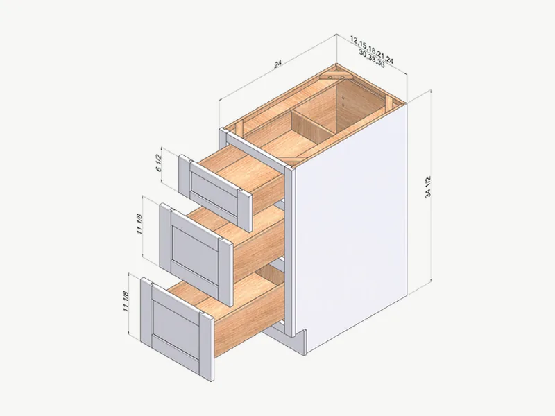 Assembled Shaker drawer base cabinet