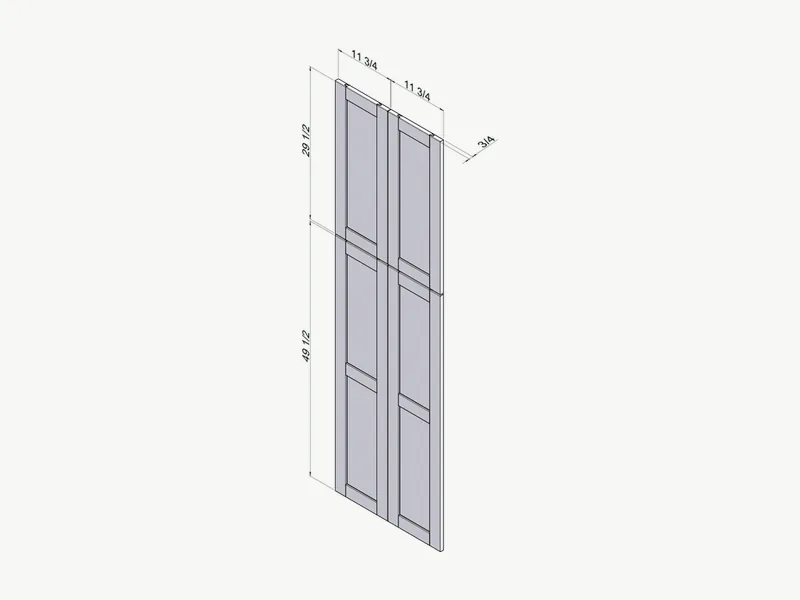 Tall Shaker decorative door panel for the end of a pantry run