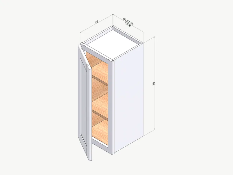 Wall cabinet drawing with dimensions from the ECG Spec Book